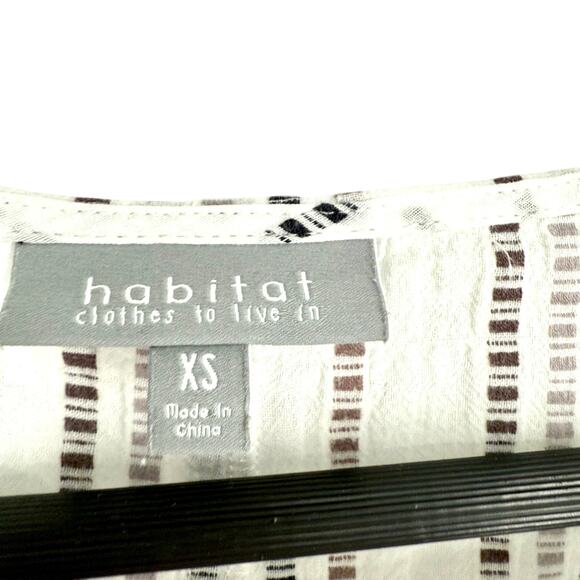 Habitat Sz XS White Brown Wearable Art to Wear Artsy Blouse Shirt Top Summer - Picture 2 of 7